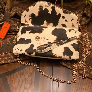 Black and White Cow Print Clutch